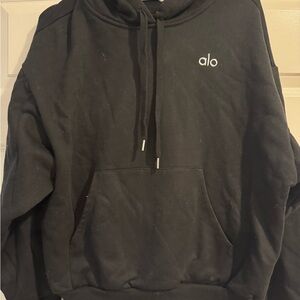 ALO Yoga Black Sweater with Drawstring Hood